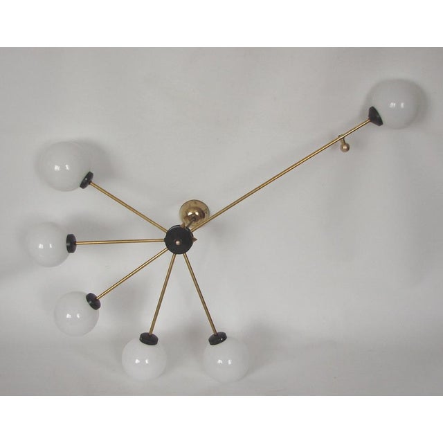 Vintage Brass and Glass Chandelier from Stilnovo, 1960s For Sale - Image 6 of 9