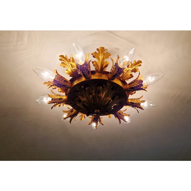Floral Ceiling Light in Gilded Metal from Banci Firenze, Italy, 1970 For Sale - Image 4 of 13