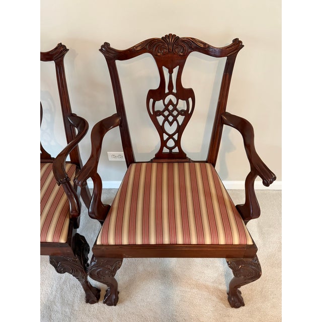 Late 20th Century English Traditional Chippendale Mahogany Armchairs - A Pair For Sale - Image 4 of 18