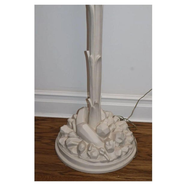 Mid-Century Modern 1970s Serge Roche Style White Faux Bois Sculptural Standing Lamp For Sale - Image 3 of 3