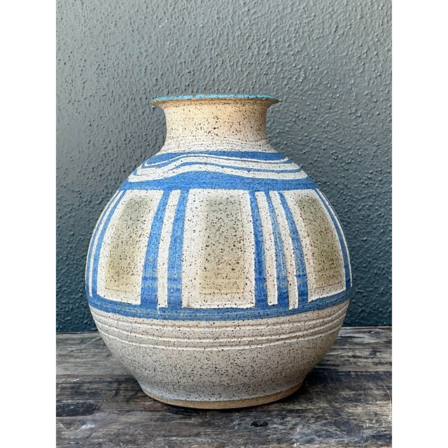 Vintage Hand Painted Original Studio Pottery Vase For Sale In West Palm - Image 6 of 12