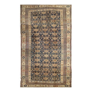 Antique Persian Malayer Carpet, Handmade Oriental Rugs, Navy, Orange, Cream For Sale