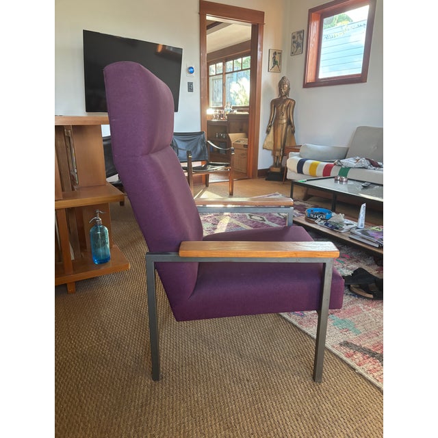 1970s Midcentury Modern Danish Vermund Larsen Lounge Chair With Eggplant Upholstery For Sale - Image 5 of 9