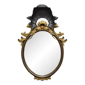 Vintage Italian Regency Style Shell Carved Gold Giltwood Oval Wall Mirror