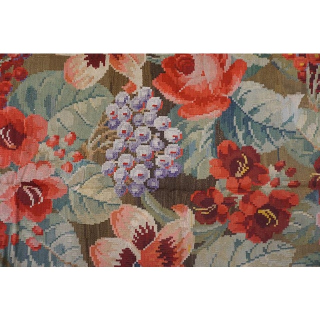 Textile 1900s Large Scale Olive Antique French Floral European Folk Besserabian Wool Rug For Sale - Image 7 of 11