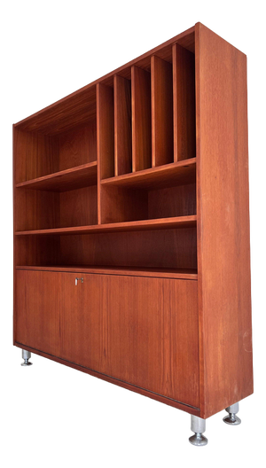 Teak Bookcase with Fold-Out Compartment, Denmark