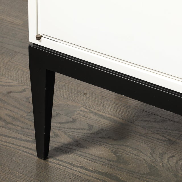 Mid-Century Cream Lacquer W/ Black Lacquer Supports Sideboard by Tommi Parzinger For Sale - Image 12 of 18