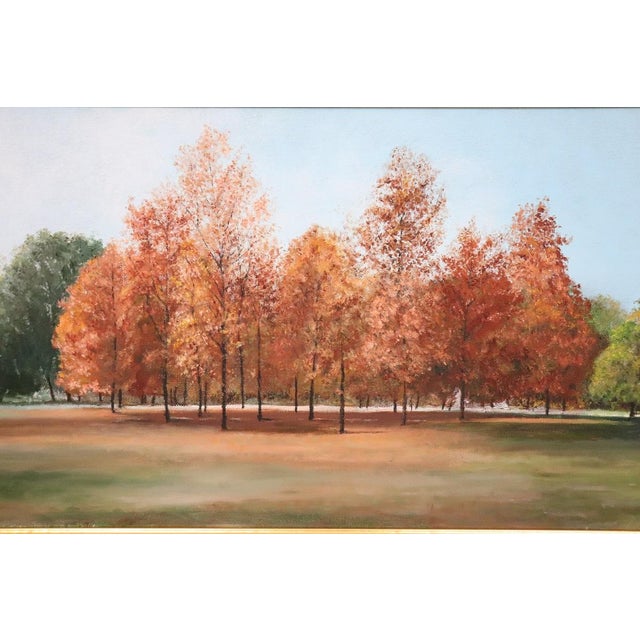 Rustic Autumn Landscape, Oil Painting on Canvas Cardboard, 20th Century, Framed For Sale - Image 3 of 9