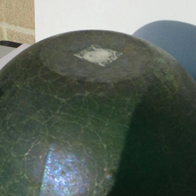 Green Glass Globe With Irridescent Flash Glaze. For Sale In New York - Image 6 of 7