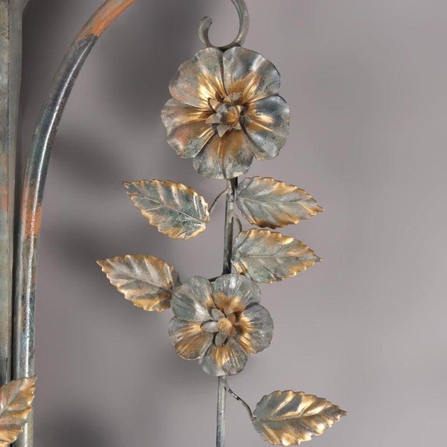 Silver Vintage LaBarge Glass , Silver & Gilt Metal Floral & Foliage Pier Table & Mirror For Sale - Image 8 of 12