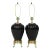 Black Ribbed Ceramic Table Lamps - a Pair For Sale