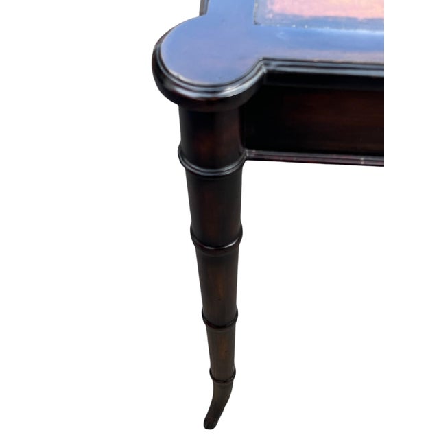Late 20th Century Faux Bamboo Leather Top Writing Desk For Sale - Image 9 of 18