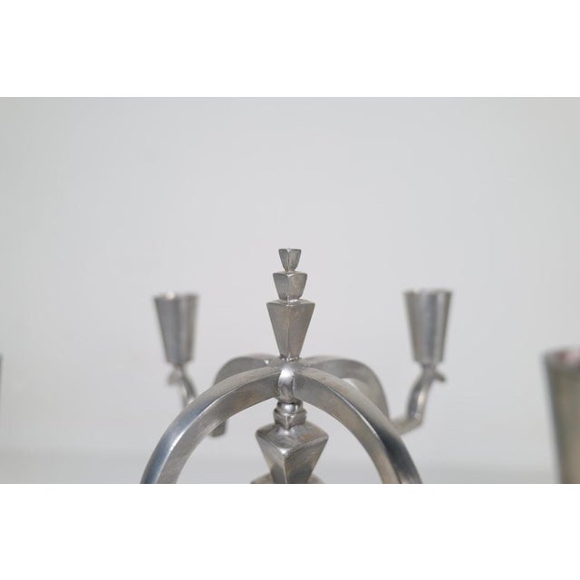 Art Deco Sculptural Candleholders in Pewter, Sweden, 1940s, Set of 2 For Sale - Image 14 of 16