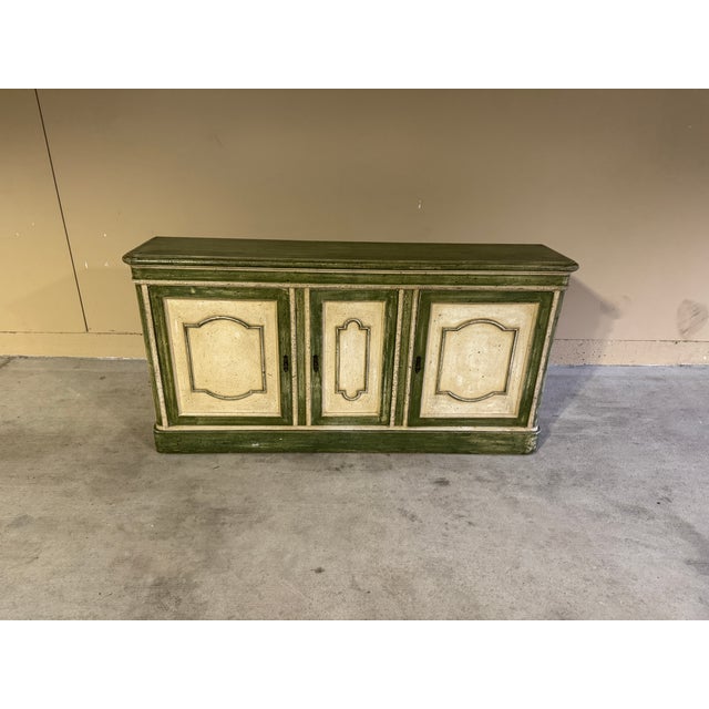 1940s French Painted Bibliotheque Bookcase Cabinet For Sale - Image 4 of 4