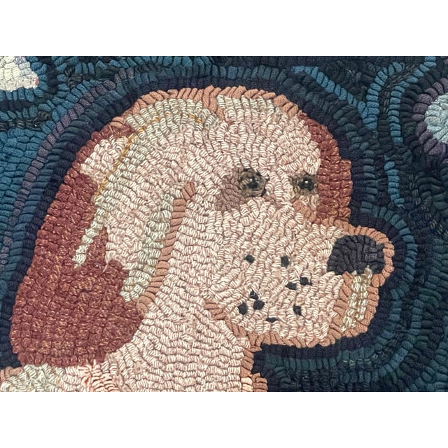 Just in! "The faithful Companion" American Folk Art Hound Pictorial Hooked Rug, 1920s This captivating piece is a one-of-...