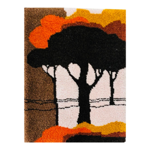 70s Danish Marimekko Mid Century Modern Rya Type Landscape Trees Rug Wall Hanging Art Finland