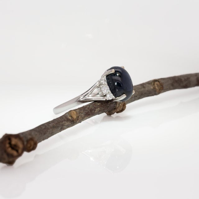 4.15cts Star Sapphire Ring With Natural Diamonds Accents: Solid 14k Gold, Size 6.75 For Sale In Columbus - Image 6 of 8