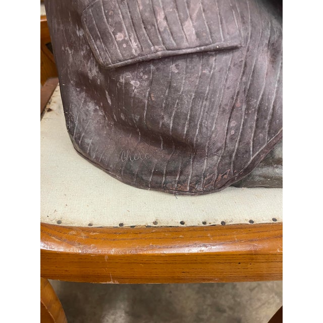 Dove Gray Late 19th Century Terracotta Sculpture of Seated Young Boy For Sale - Image 8 of 10