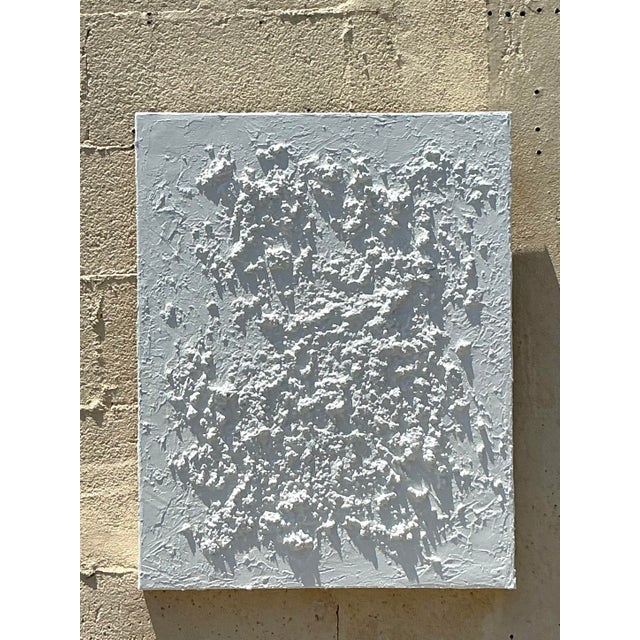 Contemporary Vintage Boho Abstract Mixed Media Painting on Canvas For Sale - Image 3 of 6