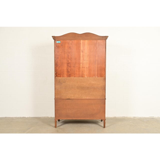 Drexel Heritage French Provincial Louis XV Carved Walnut Armoire Dresser or Linen Press For Sale - Image 14 of 16