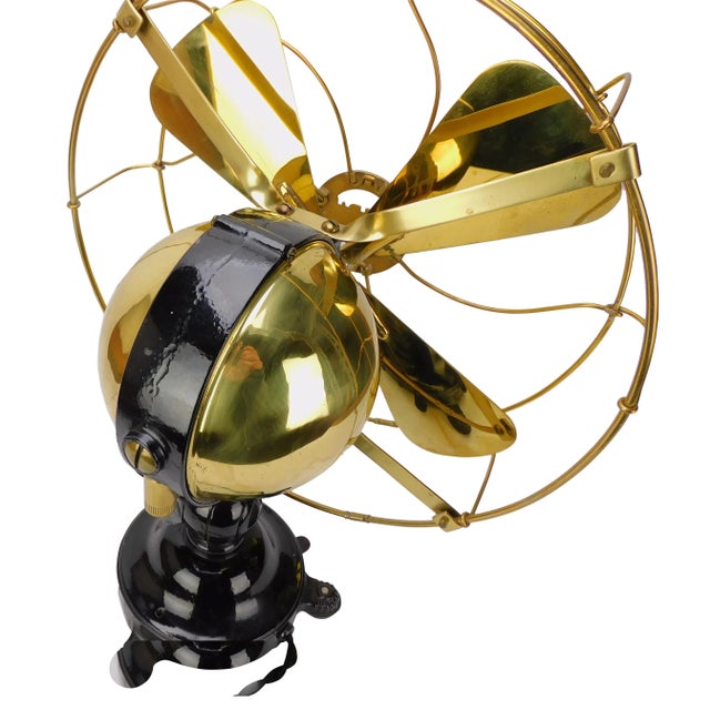 Black 1903 Jandus Ball Motor 32v Dc Tab Foot Desk Fan Restored For Sale - Image 8 of 10