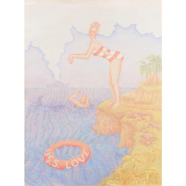 'U. S. S. Love' by Roberta Loach, 1979; Swimming With Mermaids, Merman For Sale