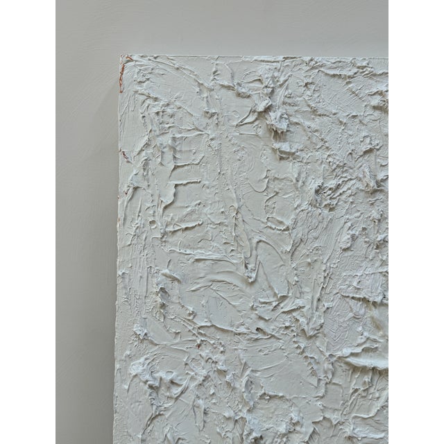 Abstract 1990's Vintage Monochromatic Textural Painting For Sale - Image 3 of 10