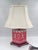Chinoiserie Vintage Chinoiserie Red Ceramic Diamond Shaped Lamp For Sale - Image 3 of 11