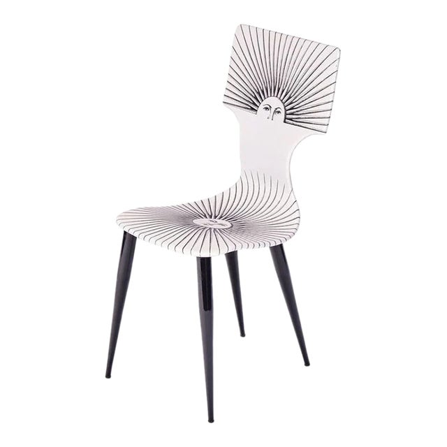 1990s Piero Fornasetti Sole Chair- Black and White For Sale