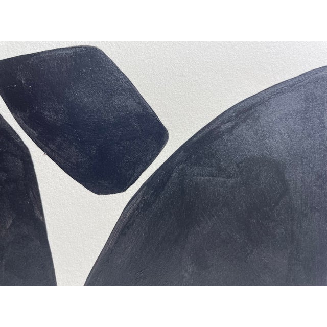 Abstract minimalist acrylic painting on French hand crafted cotton paper. Framed in a gold frame. All works on paper are...