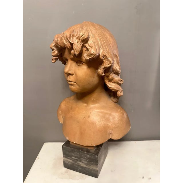 19th Century French Terracotta Bust of a Young Boy, 1890 For Sale - Image 3 of 10