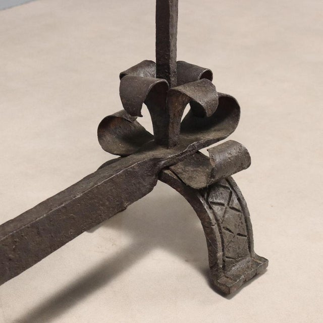 Black Antique Wrought Iron Fireplace Andiron, Italy, 19th-20th Century For Sale - Image 8 of 10