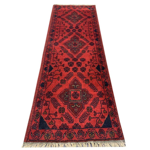 Islamic Fine Quality Hand Knotted Afghan Khal Muhammadi Wool Area Rug 4.8 X 1.8 Ft For Sale - Image 3 of 13