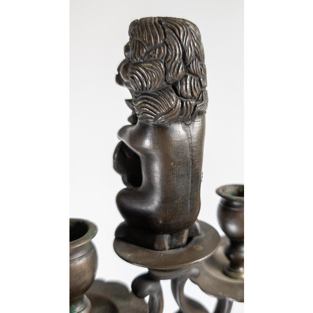 19th Century European Bronze Candlestick With Lion and Amsterdam City Shield For Sale - Image 14 of 18