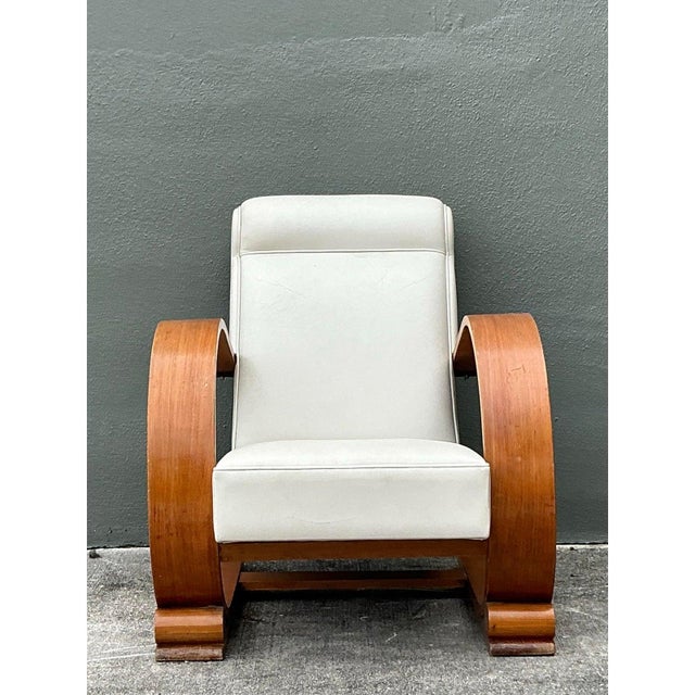 Adrien Audoux and Frida Minet Vintage 1940s Plank Armchair After Andoux and Minet For Sale - Image 4 of 10