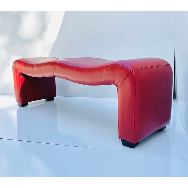 Red 1990s Modern Organic Eco-Leather Bench For Sale - Image 8 of 8