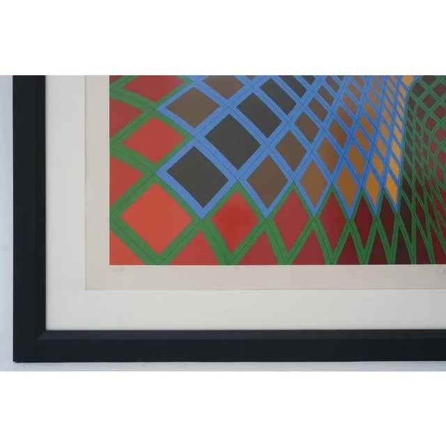 Vasarely Pencil Signed and Numbered Limited Edition 67/250 Op Art Original Print Custom Framed For Sale - Image 9 of 11