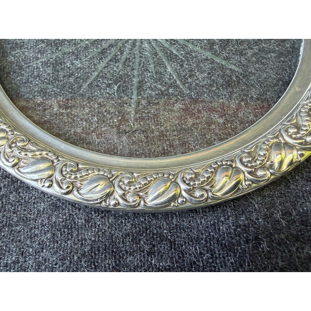 Silver Vintage Sterling Silver Etched Glass Wine Coaster For Sale - Image 8 of 12