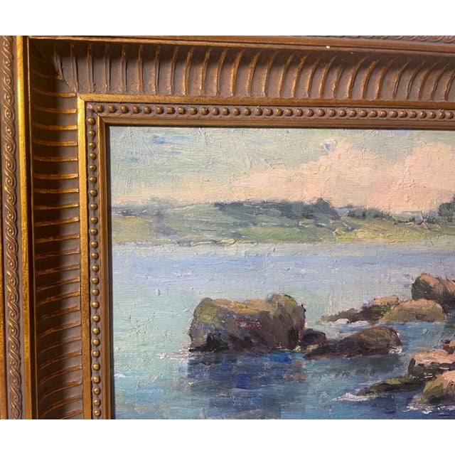 Antique Fred Cuming Realistic Seascape Coast Nautical Oil Painting Leon Chestel For Sale - Image 9 of 11