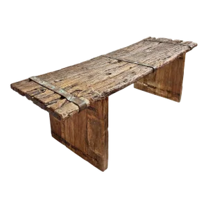 Rustic Wood Iron Strap Coffee Table / Bench