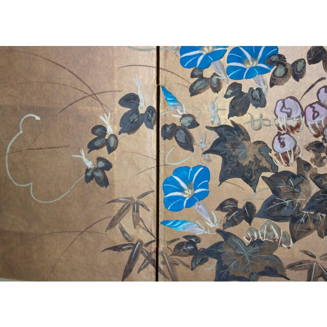 1950-1960s Showa Era Pair of Painted Japanese Byobu Screens For Sale In Dallas - Image 6 of 18
