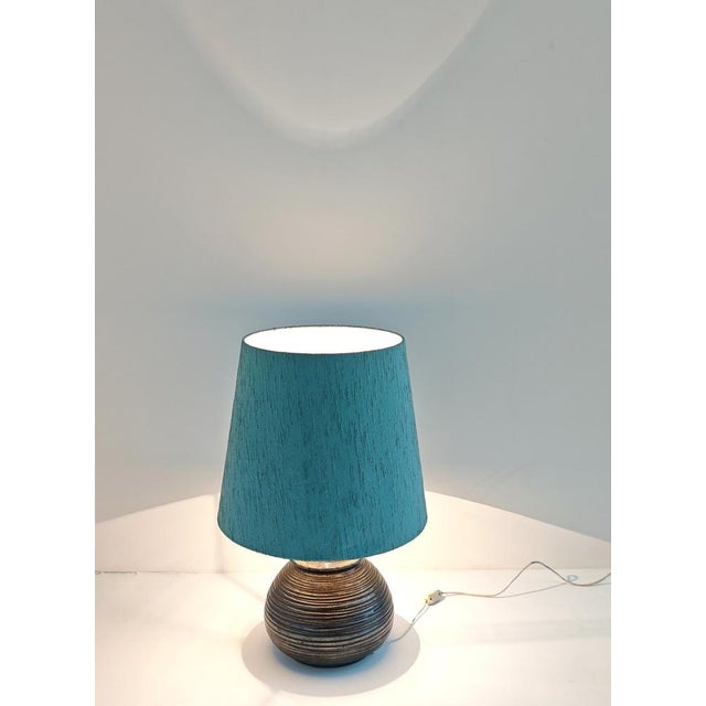 Silver Glazed Ceramic Table Lamp by Ruggero Giangiacomi for La Bottega Ii Punto, 1970s For Sale - Image 8 of 12