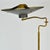 Italian Swing Arm Floor Lamp in Brass with Original Black Shade, 1950s For Sale - Image 6 of 17
