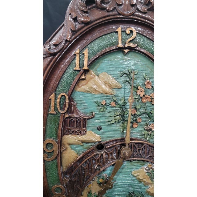 Lux Clock Mfg. Co. - Blossom Time Clock Mantle/Shelf - Syrocowood - Polychrome Art Deco DTD Sept. 10, 1930 Untested For Sale - Image 4 of 12
