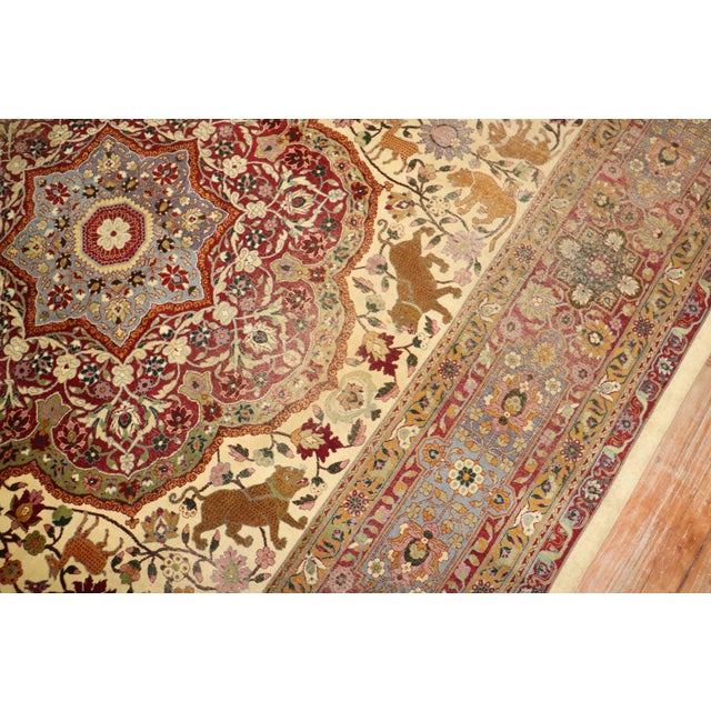 Indian 19th Century Zabihi Collection Indian Agra Animal Motif Rug For Sale - Image 3 of 12