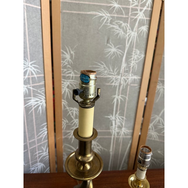 1970s 1970s Pair of Vintage Brass Spiral Table Lamps For Sale - Image 5 of 9