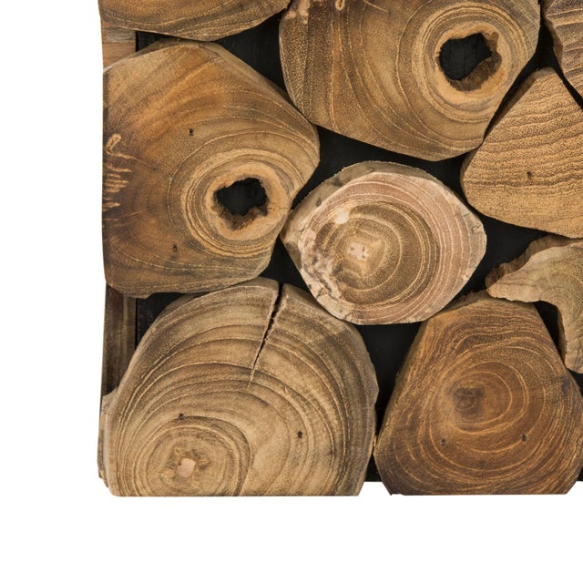 Wood Woodcut Stool in Medium Oak & Black For Sale - Image 7 of 10