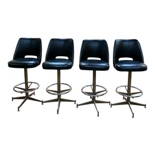1960s Black Bar Stools - Set of 4 For Sale