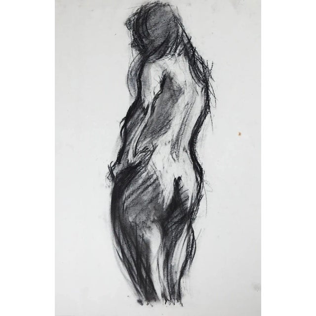 Mid-Century Modern Mid 20th Century Charcoal Drawing Studies Female Nude Figures - a Pair For Sale - Image 3 of 4