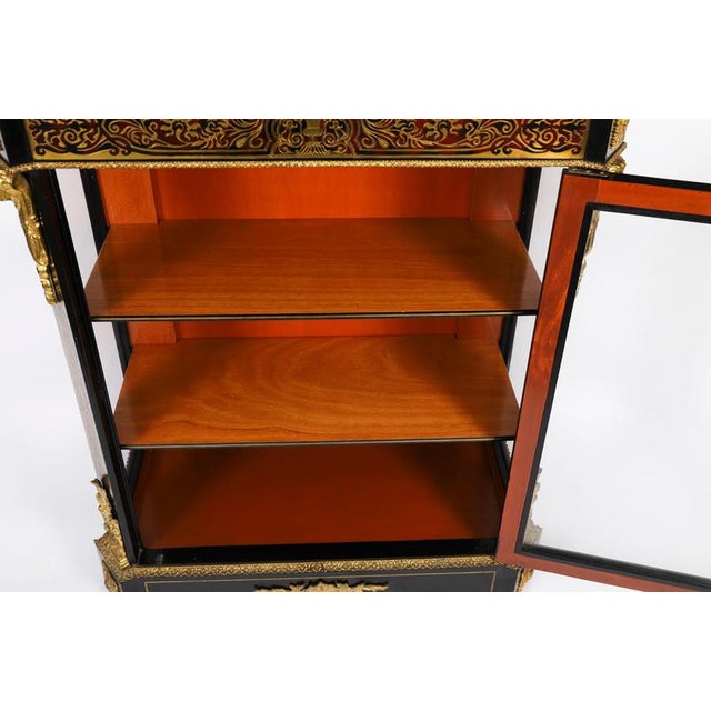 Antique French Napoleon III Ebonized Boulle Pier Cabinet, 1860s For Sale - Image 11 of 18